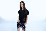 グランジクローレオパードアイレットTシャツ - ブラック
