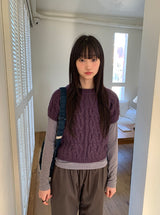 Shuel Wool Cable Short Sleeve Knit