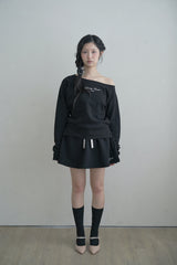 Aラインミニスカート - black
