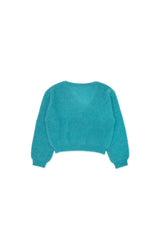 Mohair v-neck knit_teal