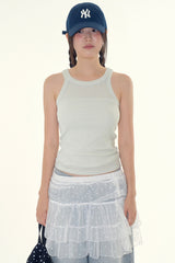 Half wrinkled ribbed sleeveless