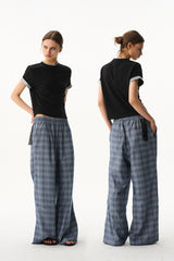 Leather Panel Straight Pants
