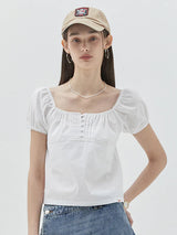 KIRSH PLAIN LACE SQUARE NECK BLOUSE - WHITE