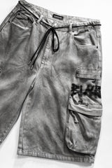 BBD Graffiti Logo Dirty Washing Cargo Shorts (Vintage Gray)
