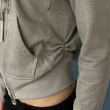 RIGHE UNBALANCE HOODED ZIP-UP GREY