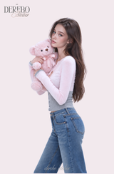 Rosy Moore Pink Gray Layered Tee