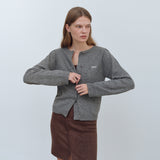 YUSE LOGO LAMSWOOL BASIC KNIT CARDIGAN - GRAY