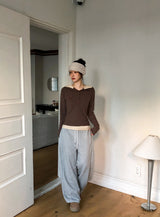Border Layered High Neck Warm Hood T-shirt (3color)