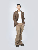 Circle Leather Patch Blazer (Brown Stripe)