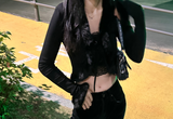 (HIP SHAPING/DATE LOOK) ベルベットストレッチデニムローライズブーツカット