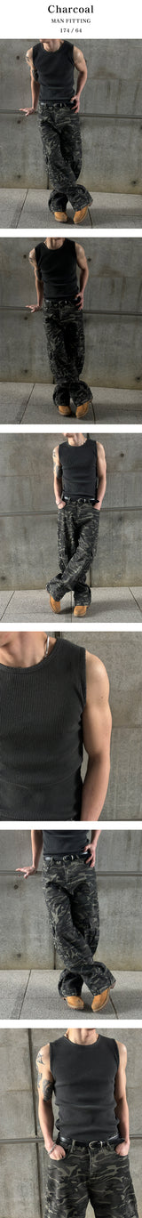 [Unisex] Damage washing sleeveless(4color)