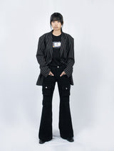 Curved Cargo Flare Pants (Black)