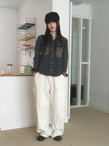Penf Carpenter Damaged Wide Cotton Pants