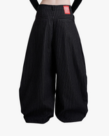 PUSH PUSH PP STRIPES PANTS ストライプワイドパンツ（ブラック）