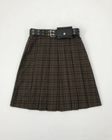 YWD PLAID PLEATS SKIRT + BELT (3color)