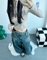 ストラップバルーンワイドデニム🖤💙 - 2カラー
