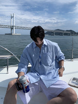 Summer Ice Seersucker Oversized Shirt