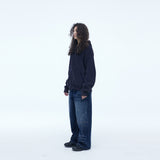 Sserpe Destroyed Cotton Knit Hoodie Zip Up Deep Purple