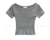 [U-BASIC] ソフトコットンVネッククロップドTシャツ