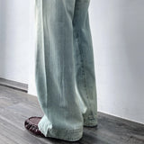 Seamed Washed Wide-Leg Jeans