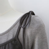 Ruffle Lace Trimming Contrast T-shirt 233103501