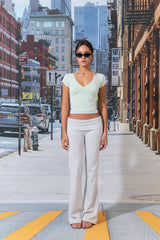 Monica V-Neck Tee (Cream Mint)