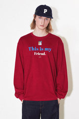 Friend printed PVC small label long-sleeved T-shirt