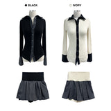 ルル スパンデックス リブ フレア ニット スカート (2 colors)