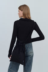 SUEDE STRING SHOULDER BAG - BLACK