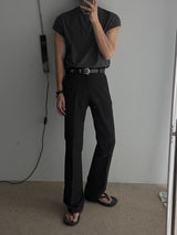 ASCLO モックネックフレンチスリーブTシャツ (3color)