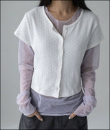 Edit crop frill half cardigan
