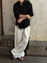 Linen like wide pants(4color)