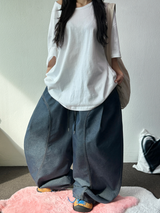 FORMAL CAVE FRONT PLEAT DENIM STRING BALLOON PANTS 💙🩶🖤 - 3 COLORS