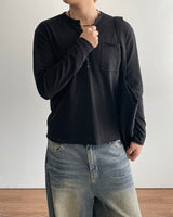 Pochi Slub Henely Neck Long Sleeve T