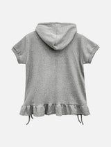 Ribbon shirring pocket frill short-sleeved hood (3c)