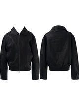 scratch leather collar jacket (unisex)