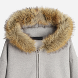 Fuzz Crop Napping Zip-up Hoodie
