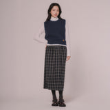 シンプルラインニットベスト (Navy)