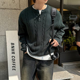 LMN Birken Henley Neck Cable Oversized Fit Knitwear (5 colors)
