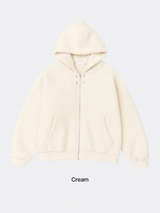 [SET UP가능] sheep hair overfit hood zip up(4color)