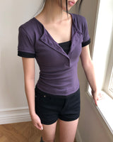 Huron Contrast Button Short Sleeve T-Shirt