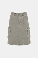 Molly Washed Cargo Denim Skirt