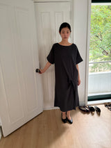 waist tie midi dress