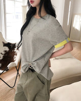 [unisex] ロベン カラーマッチング ロールアップ ショートスリーブ Tシャツ