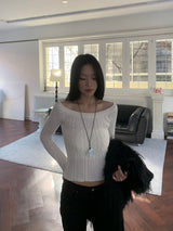 Luna Skin Off-Shoulder Cable Slim-Fit Knit
