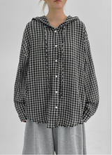 [MADE] Shrut Check Summer Loose Fit Hooded Shirt