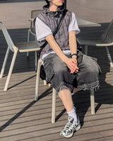 Crinkle Check Hooded Anorak Vest