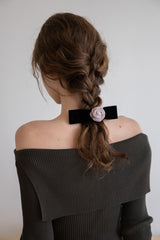 Rose velvet ribbon hairpin (2colors)