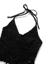 Flower pattern halter top_black