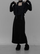 Tet suede slit long skirt